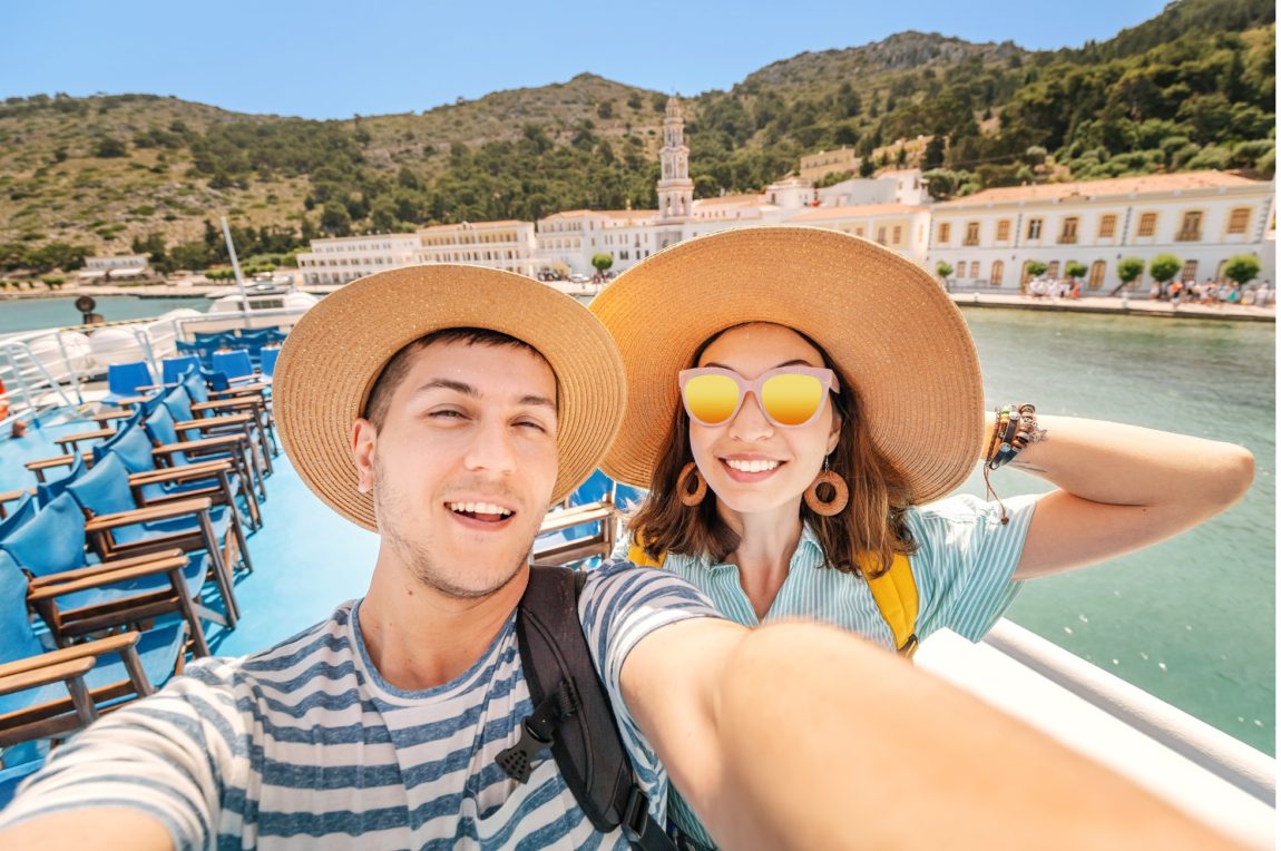 A couple holidaying on the Greek Isles