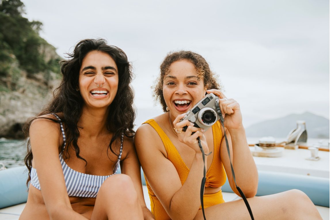 Two women smiling